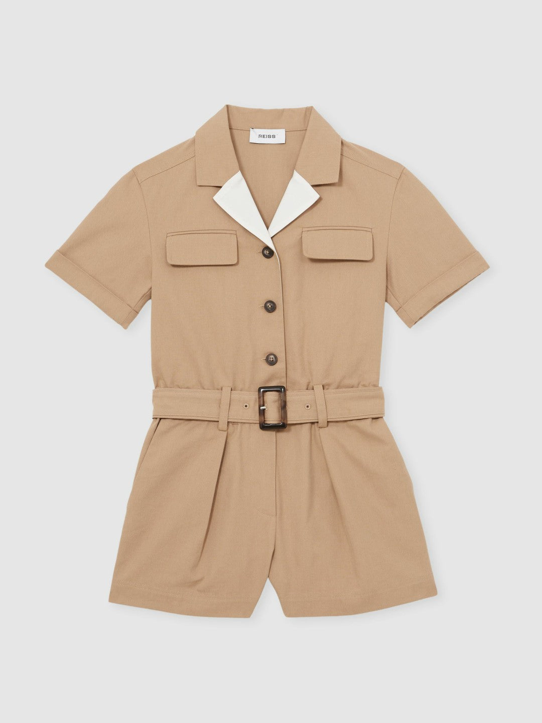 Reiss Offer - 13-14 yrs Cotton-Lyocell Utility Playsuit in Camel