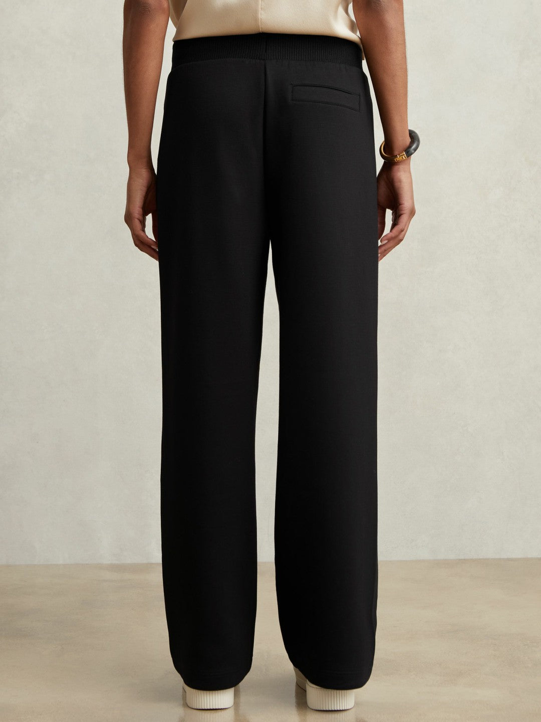 Reiss Best Seller - Wide-Leg Interlock Drawstring Joggers in Black