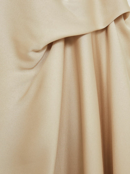 Reiss Satin Tuck-Detail Cape Midi Dress in Champagne Neutral