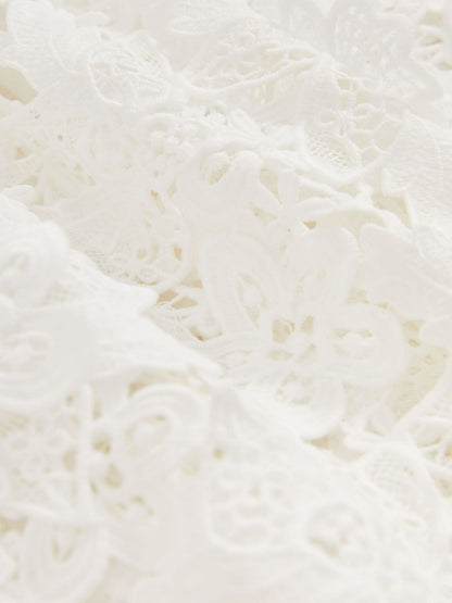 Reiss Cotton Cut Out Lace Cami Top in Ivory