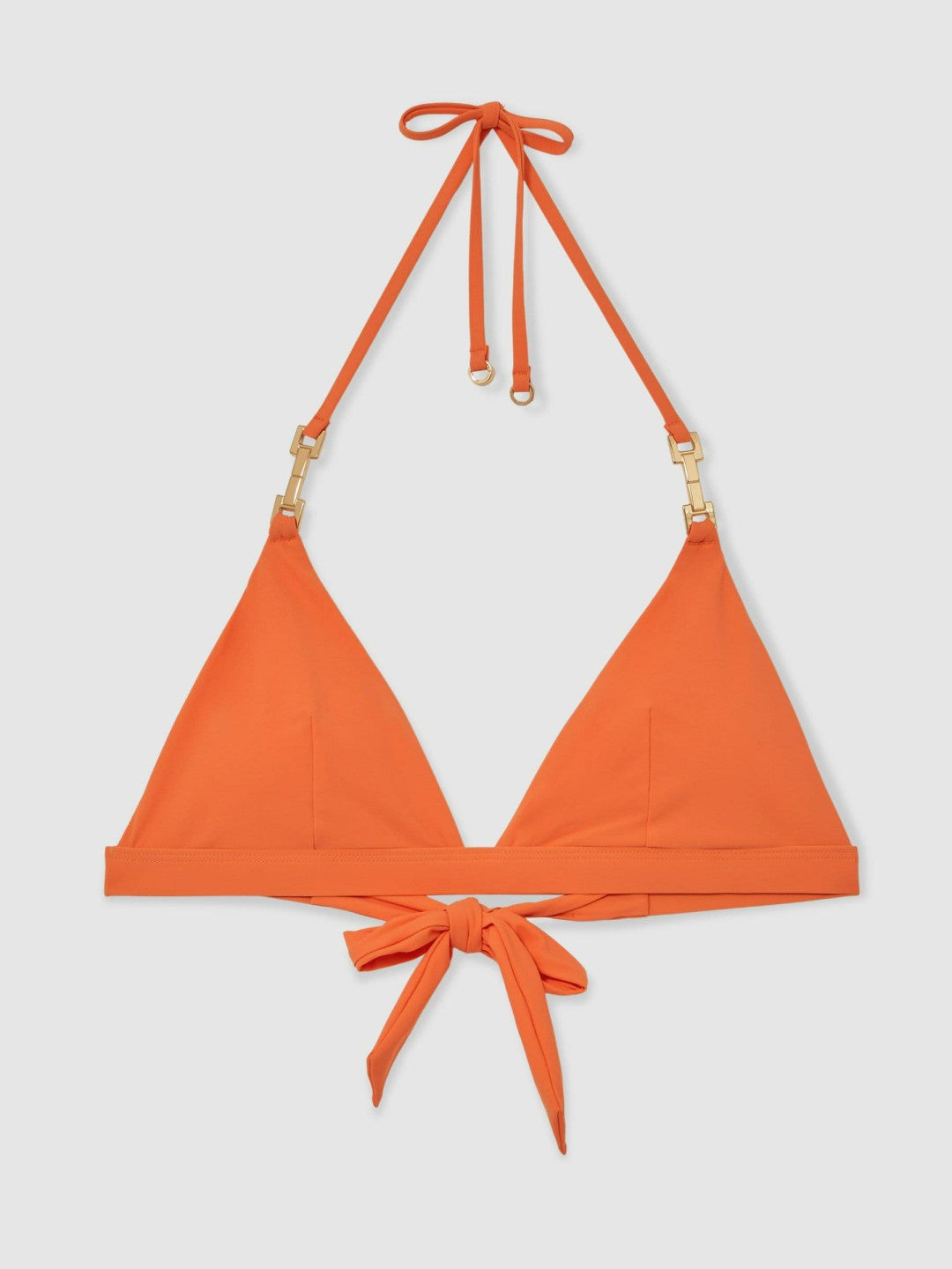 Reiss Affordable - Triangle Halter Neck Bikini Top in Coral Orange