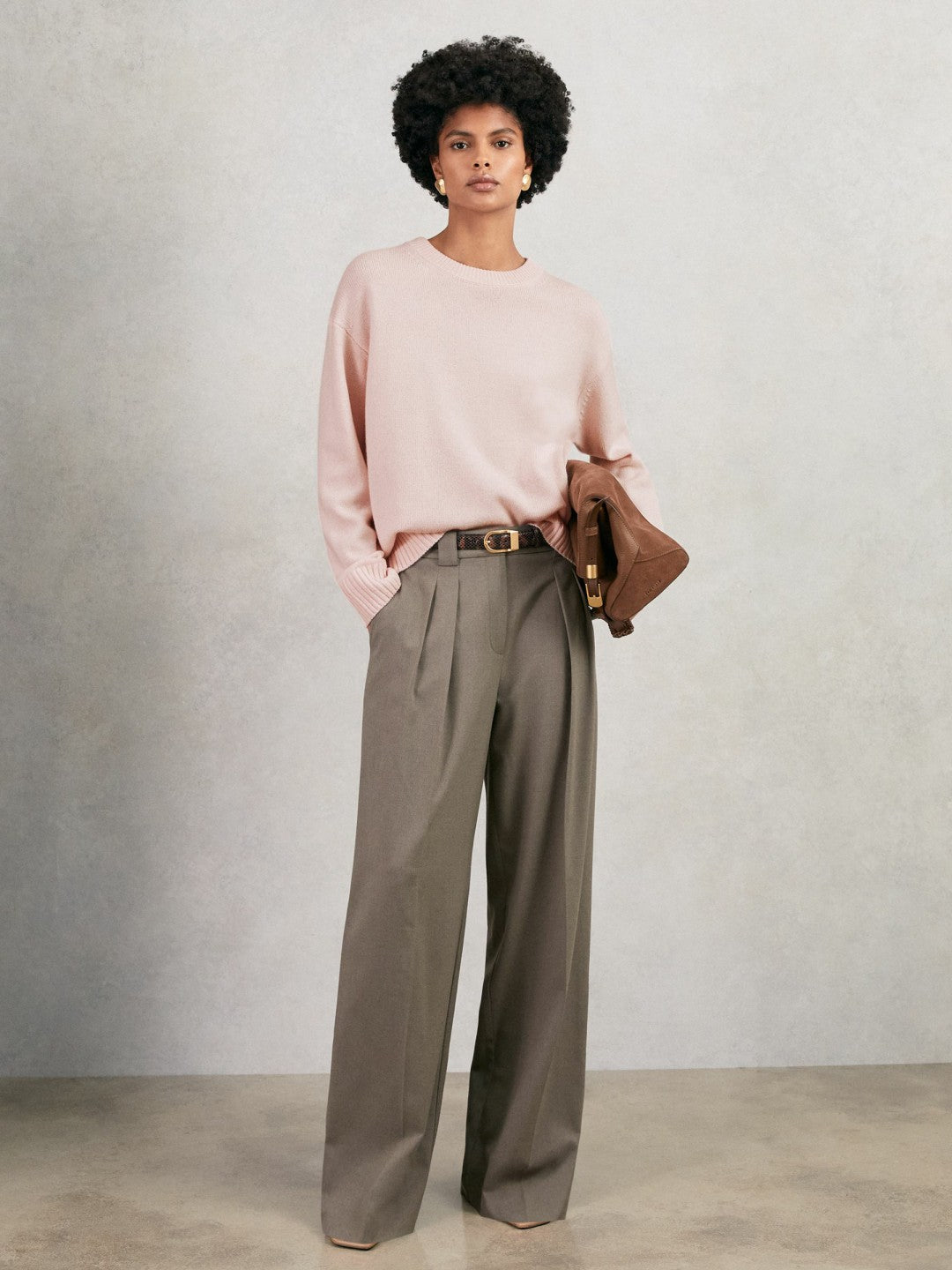 Reiss Savings - Wool-Cashmere Crew-Neck Jumper in Pink