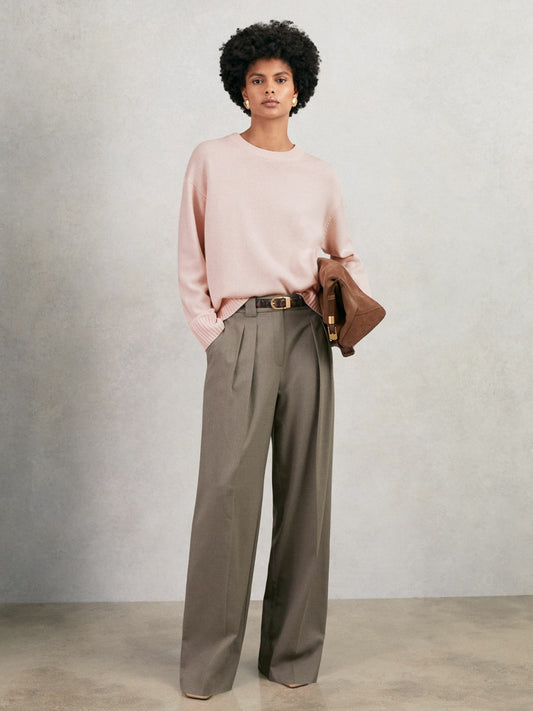 Reiss Savings - Wool-Cashmere Crew-Neck Jumper in Pink