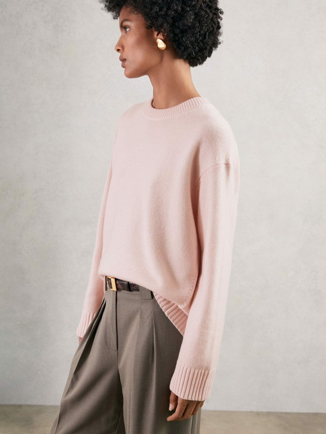 Reiss Savings - Wool-Cashmere Crew-Neck Jumper in Pink