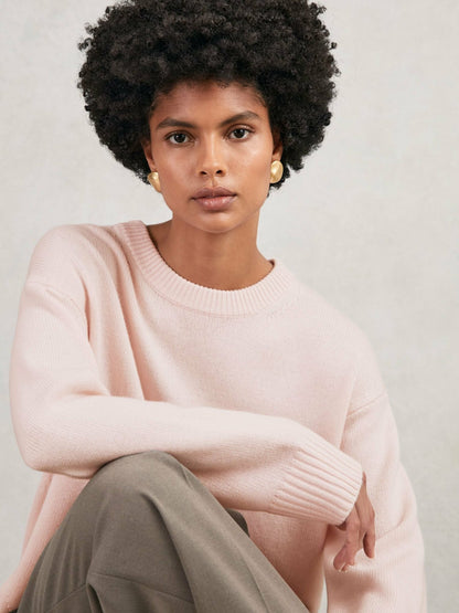 Reiss Savings - Wool-Cashmere Crew-Neck Jumper in Pink