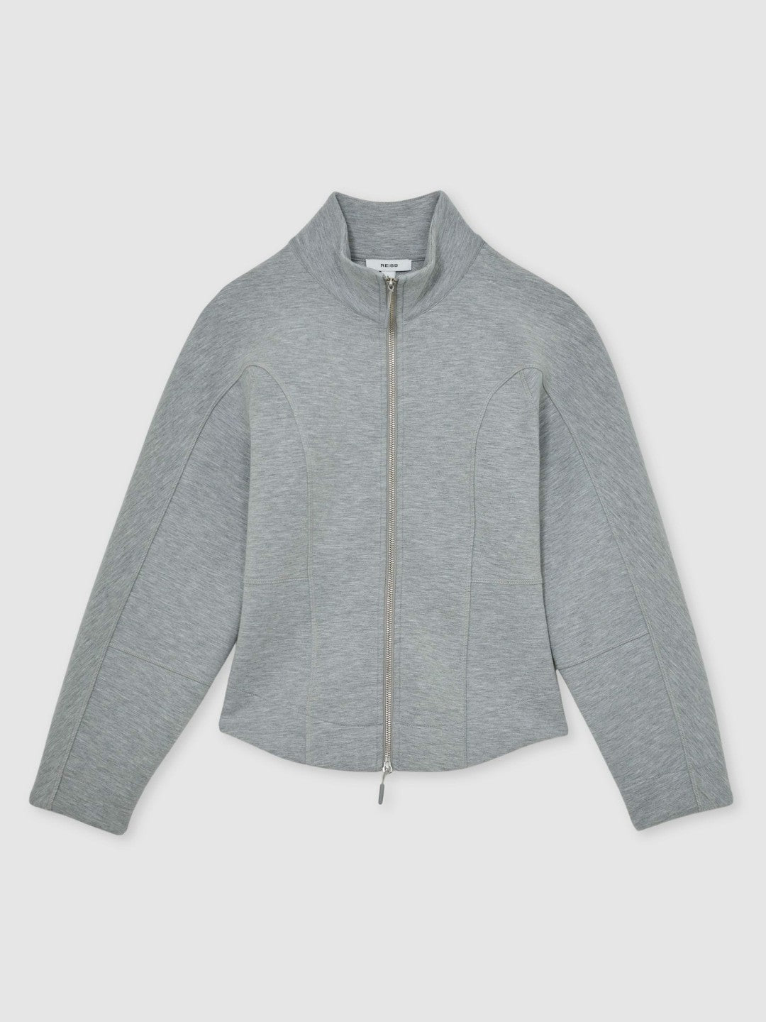 Reiss Affordable - Funnel-Neck Zip-Through Sweatshirt in Grey