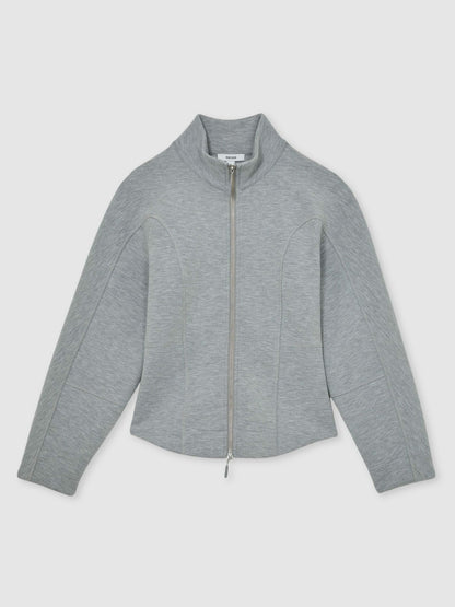 Reiss Affordable - Funnel-Neck Zip-Through Sweatshirt in Grey