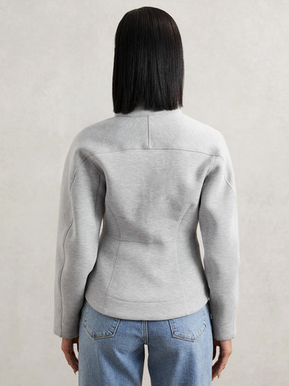 Reiss Affordable - Funnel-Neck Zip-Through Sweatshirt in Grey