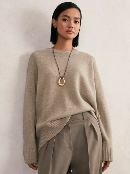 Reiss Best Seller - Wool-Cashmere Crew-Neck Jumper in Stone