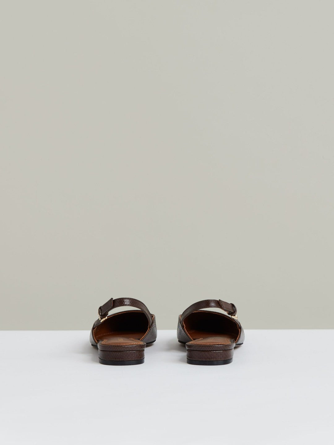 Reiss Deal - Leather Slingback Ballerina Pumps in Chocolate
