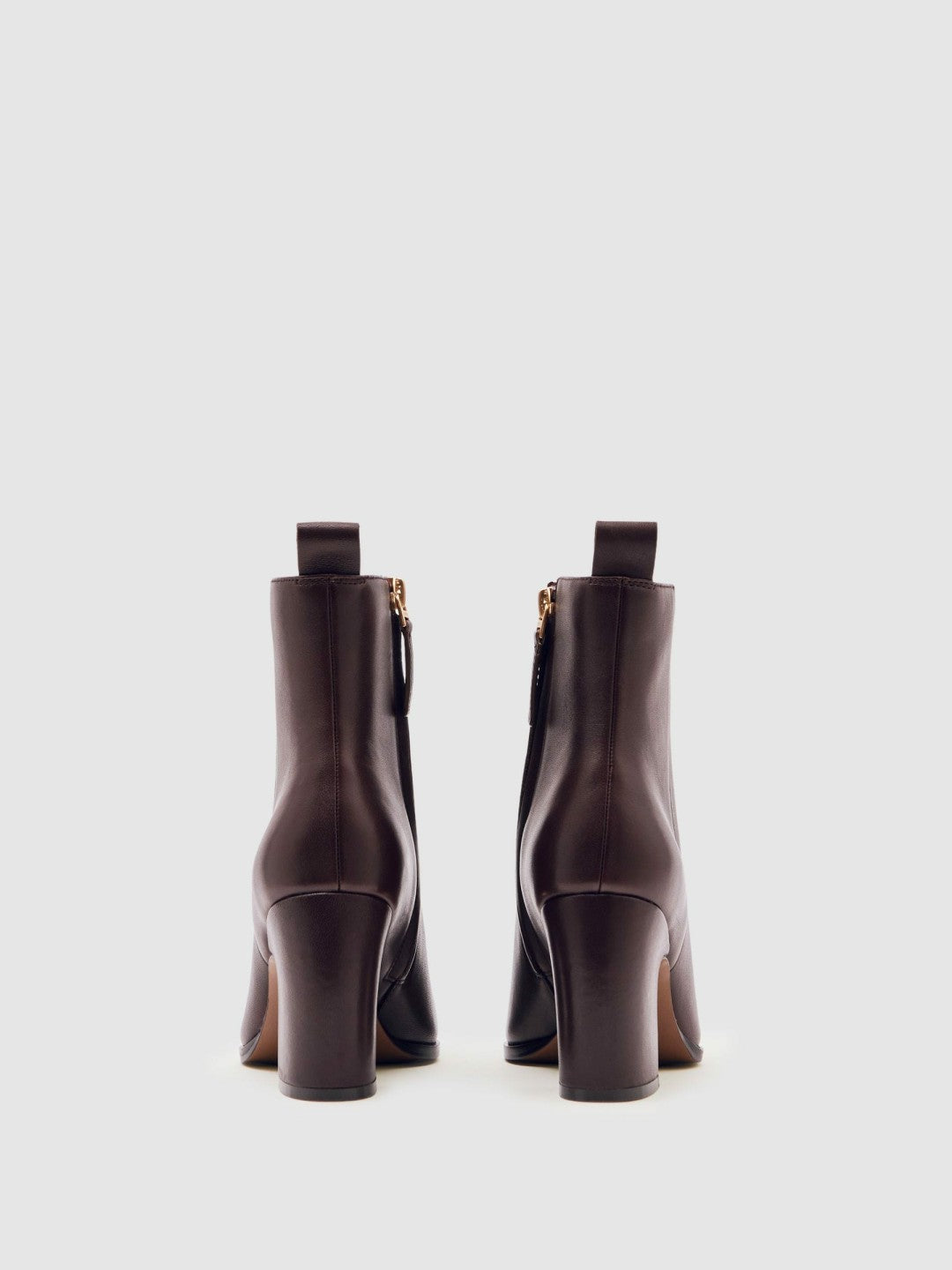 Reiss Deal - Leather Blocked Heel Ankle Boots in Oxblood