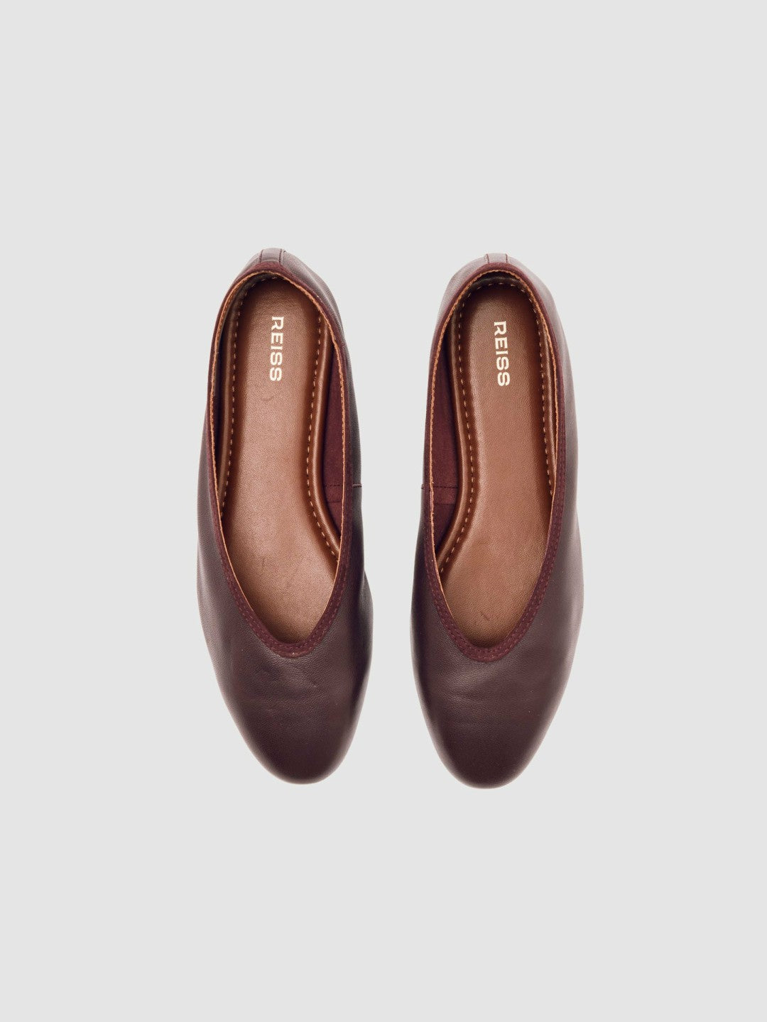Reiss Savings - Nappa Leather Ballet Flats in Oxblood