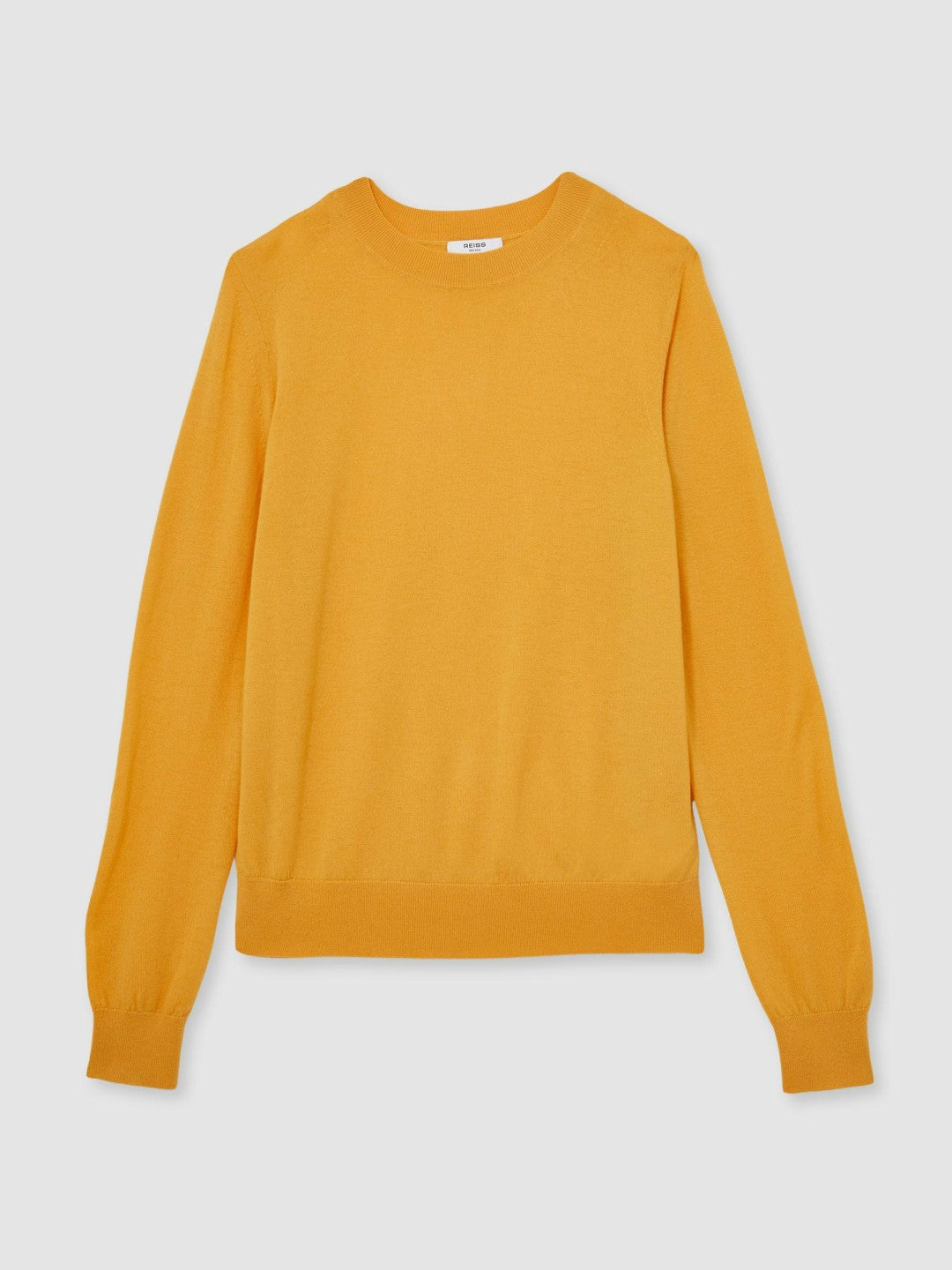 Reiss Merino Wool Crew-Neck Jumper in Yellow