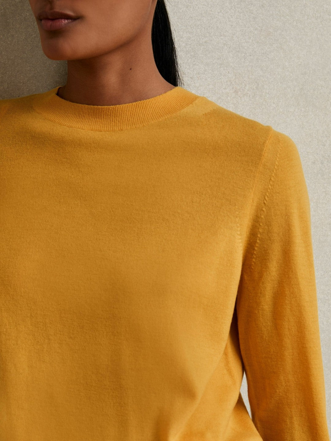 Reiss Merino Wool Crew-Neck Jumper in Yellow