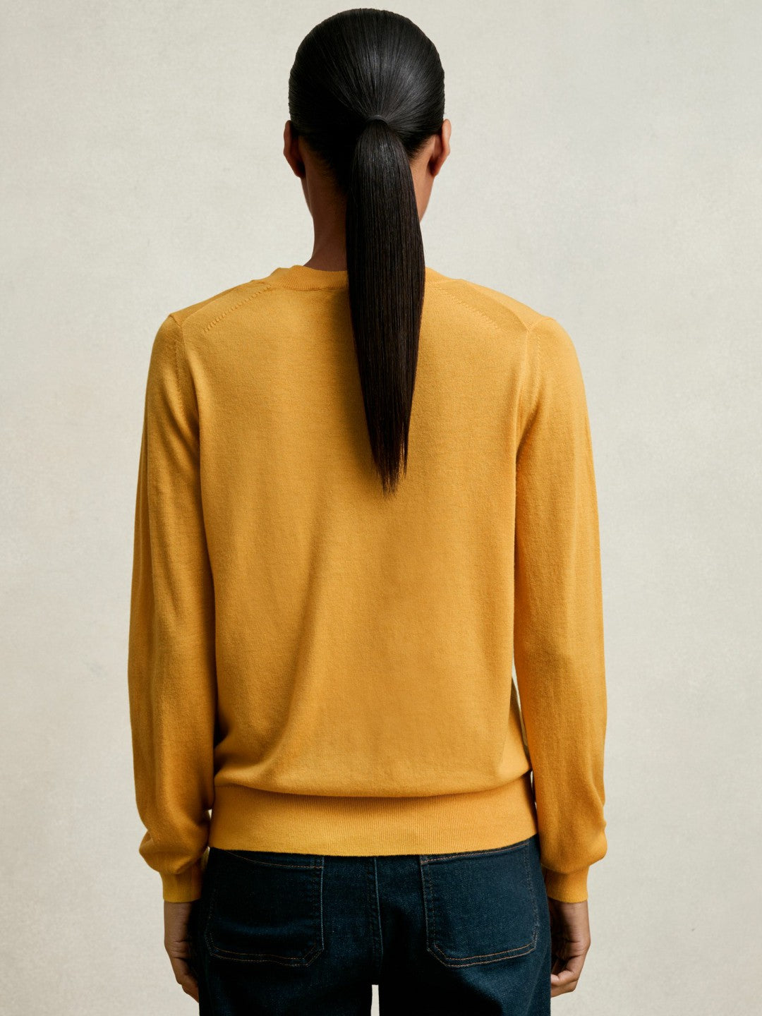 Reiss Merino Wool Crew-Neck Jumper in Yellow