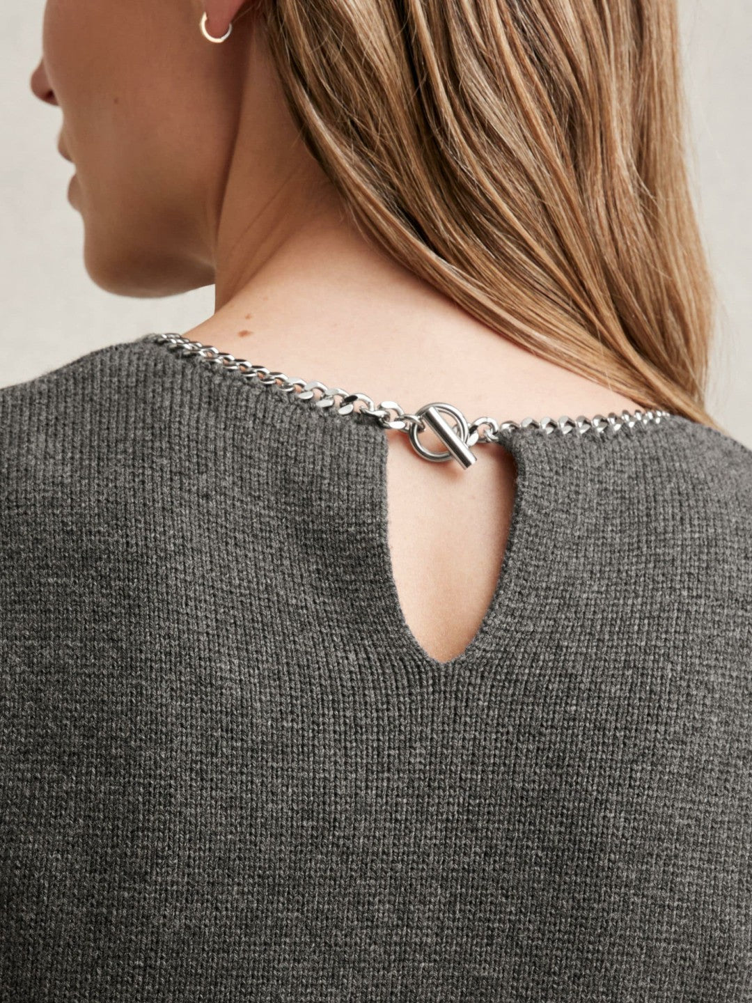 Reiss Wool-Blend Necklace-Trim Knitted Vest in Charcoal Grey