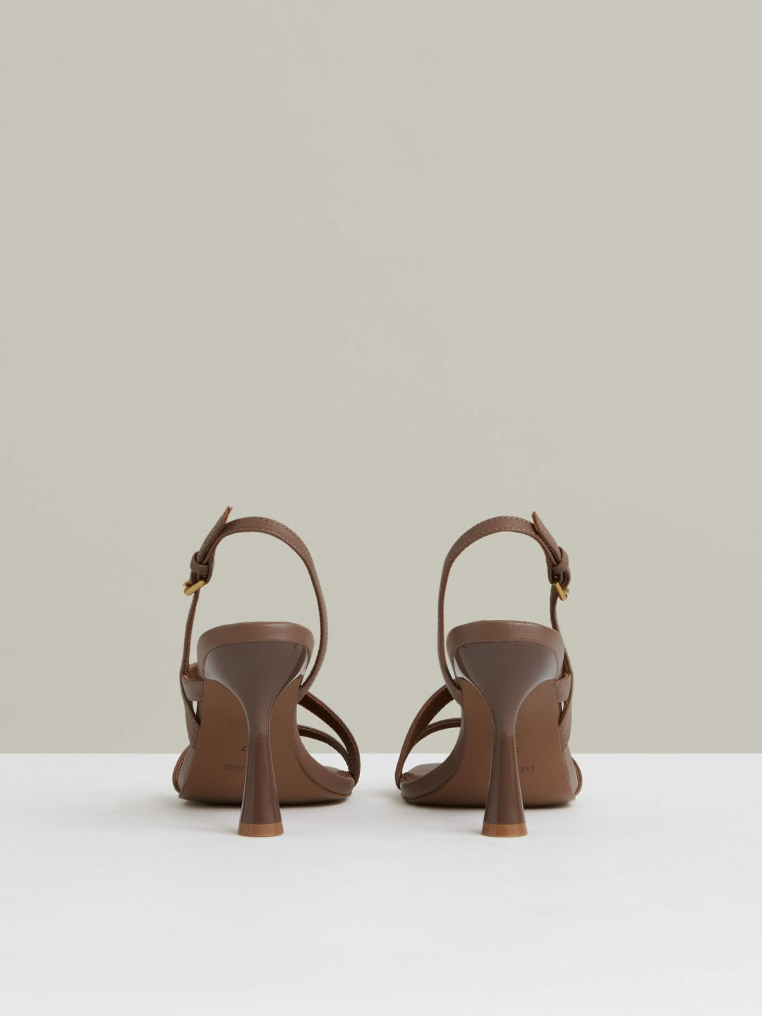 Reiss Popular Choice - Leather Cross-Strap Heeled Sandals in Neutral