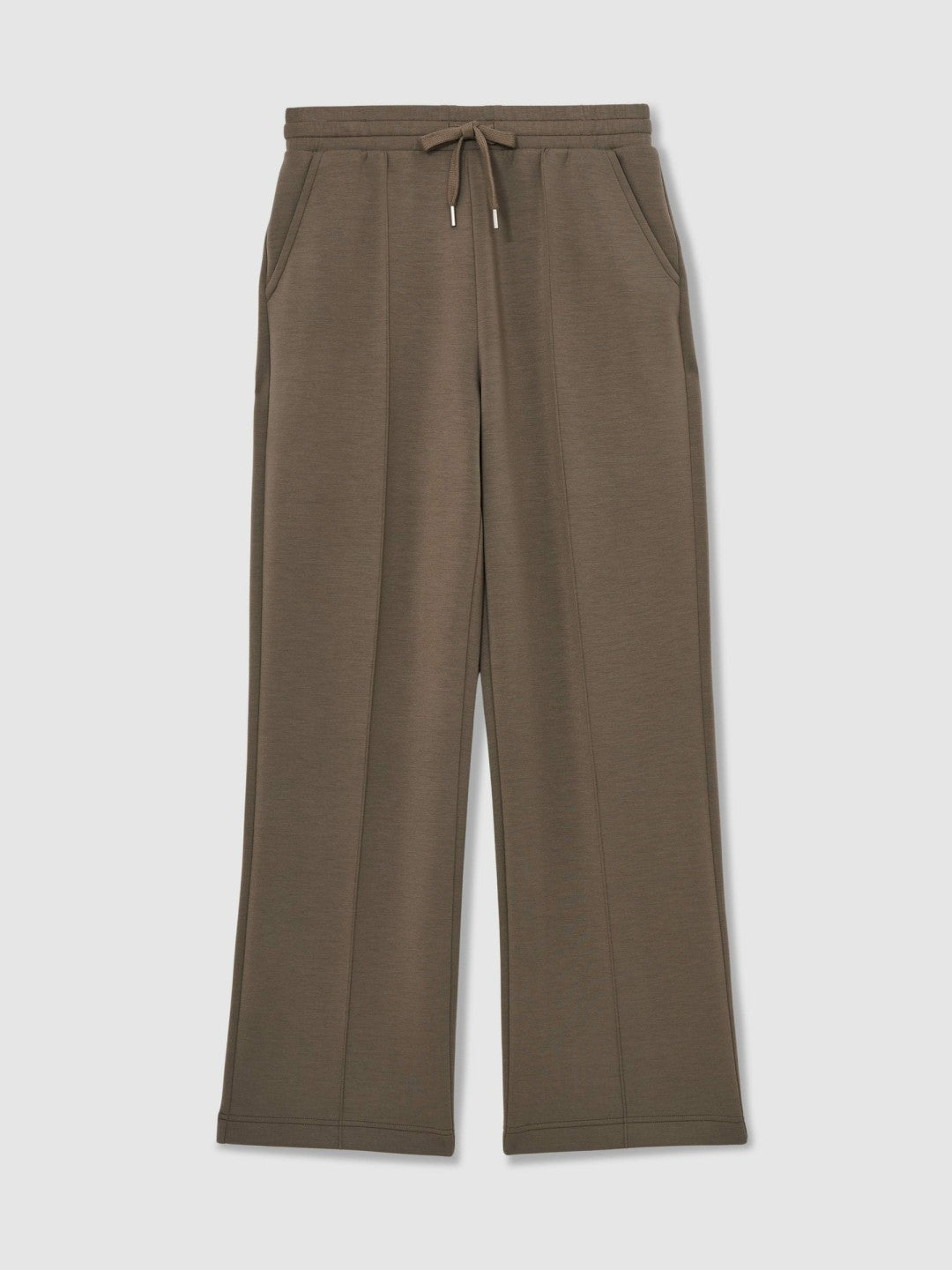 Reiss Deal - Petite Modal-Blend Interlock Wide-Leg Joggers in Khaki Green