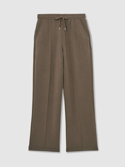 Reiss Deal - Petite Modal-Blend Interlock Wide-Leg Joggers in Khaki Green
