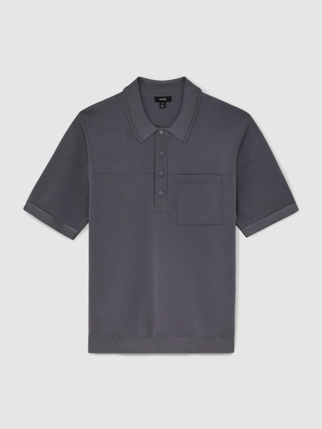 Reiss Best Seller - Press-Stud Seam-Detail Polo Shirt in Airforce Blue