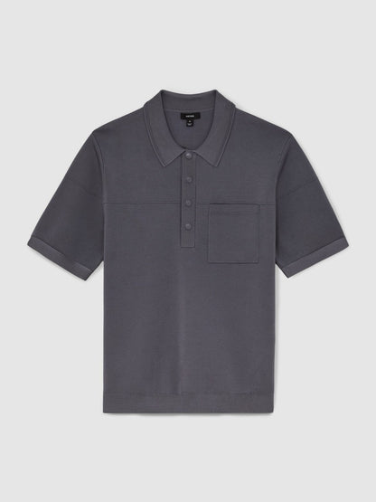 Reiss Best Seller - Press-Stud Seam-Detail Polo Shirt in Airforce Blue