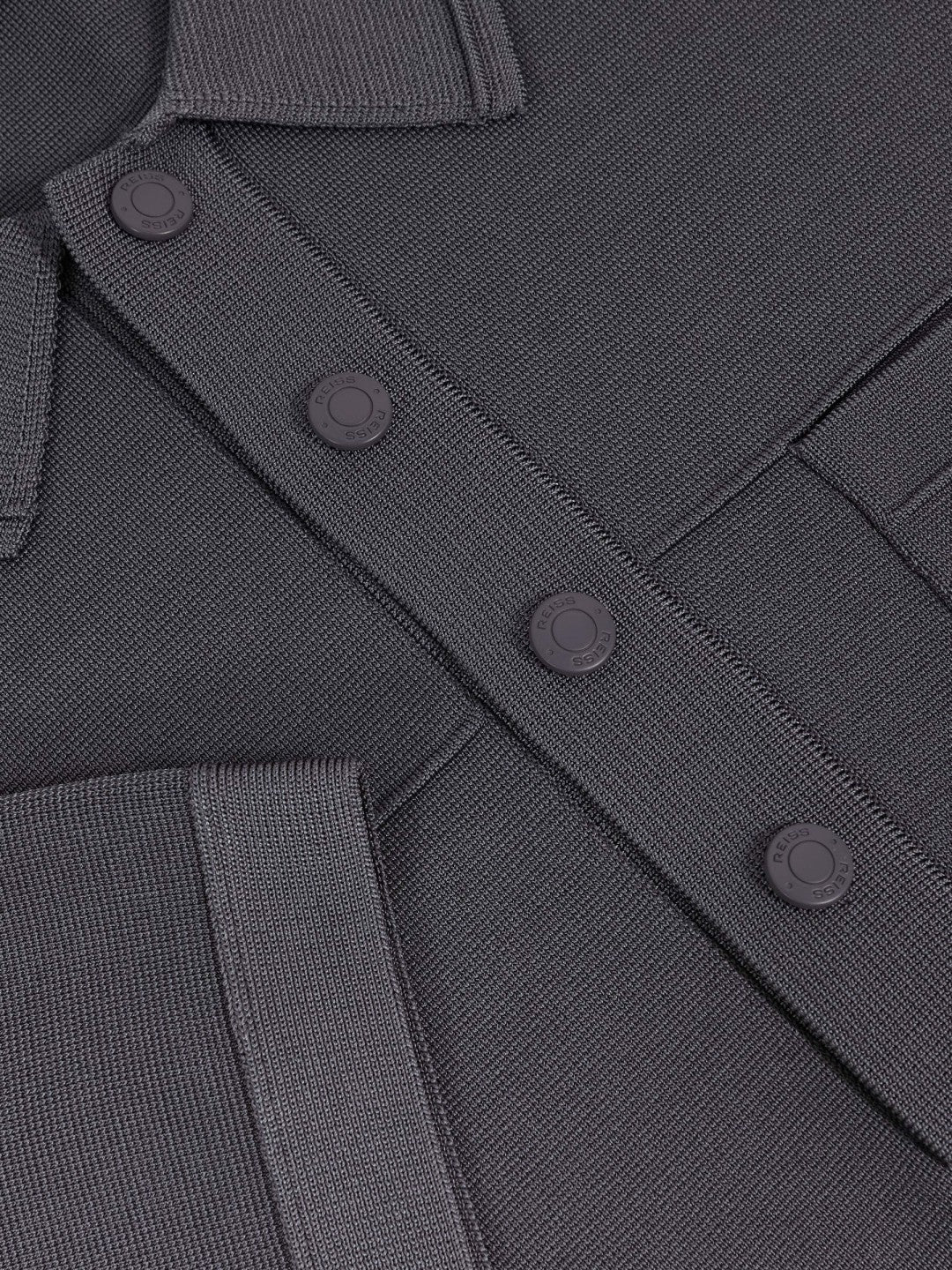 Reiss Best Seller - Press-Stud Seam-Detail Polo Shirt in Airforce Blue