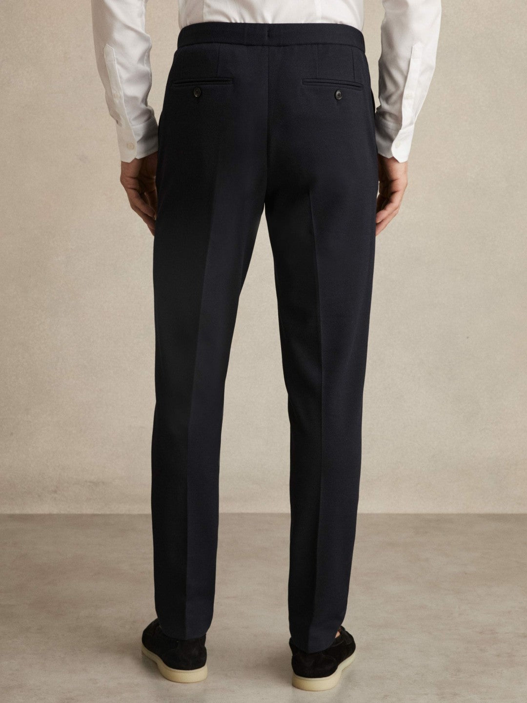 Reiss Sale - Slim Fit Jersey Drawstring Suit Trousers in Navy