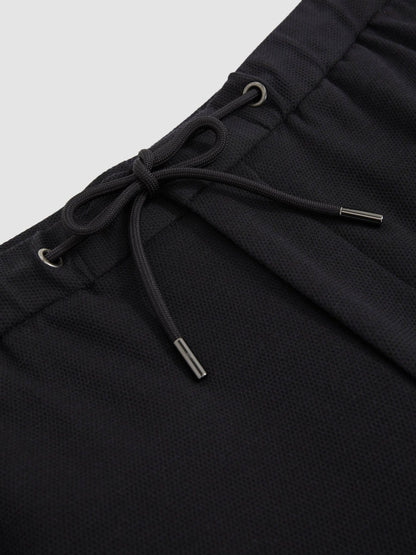 Reiss Sale - Slim Fit Jersey Drawstring Suit Trousers in Navy