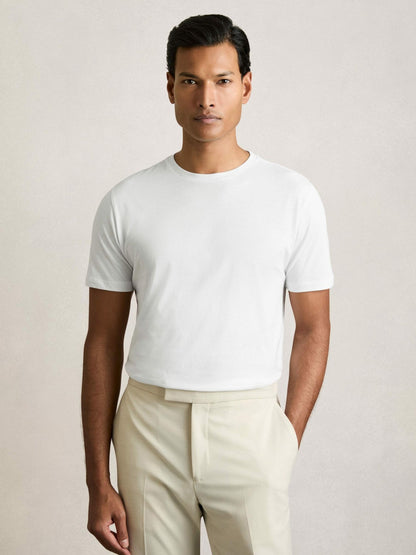 Reiss Affordable - Cotton Crew-Neck T-shirts 3 Pack in White/Navy/Airforce Blue