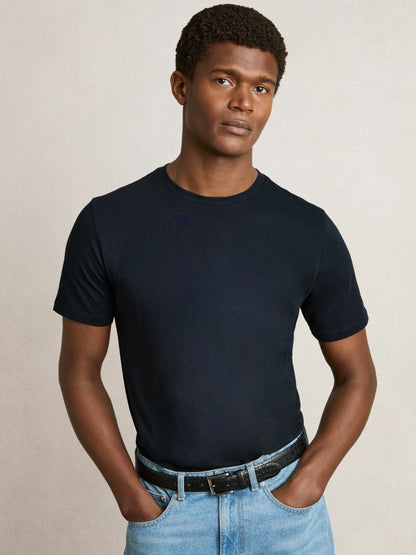 Reiss Affordable - Cotton Crew-Neck T-shirts 3 Pack in White/Navy/Airforce Blue