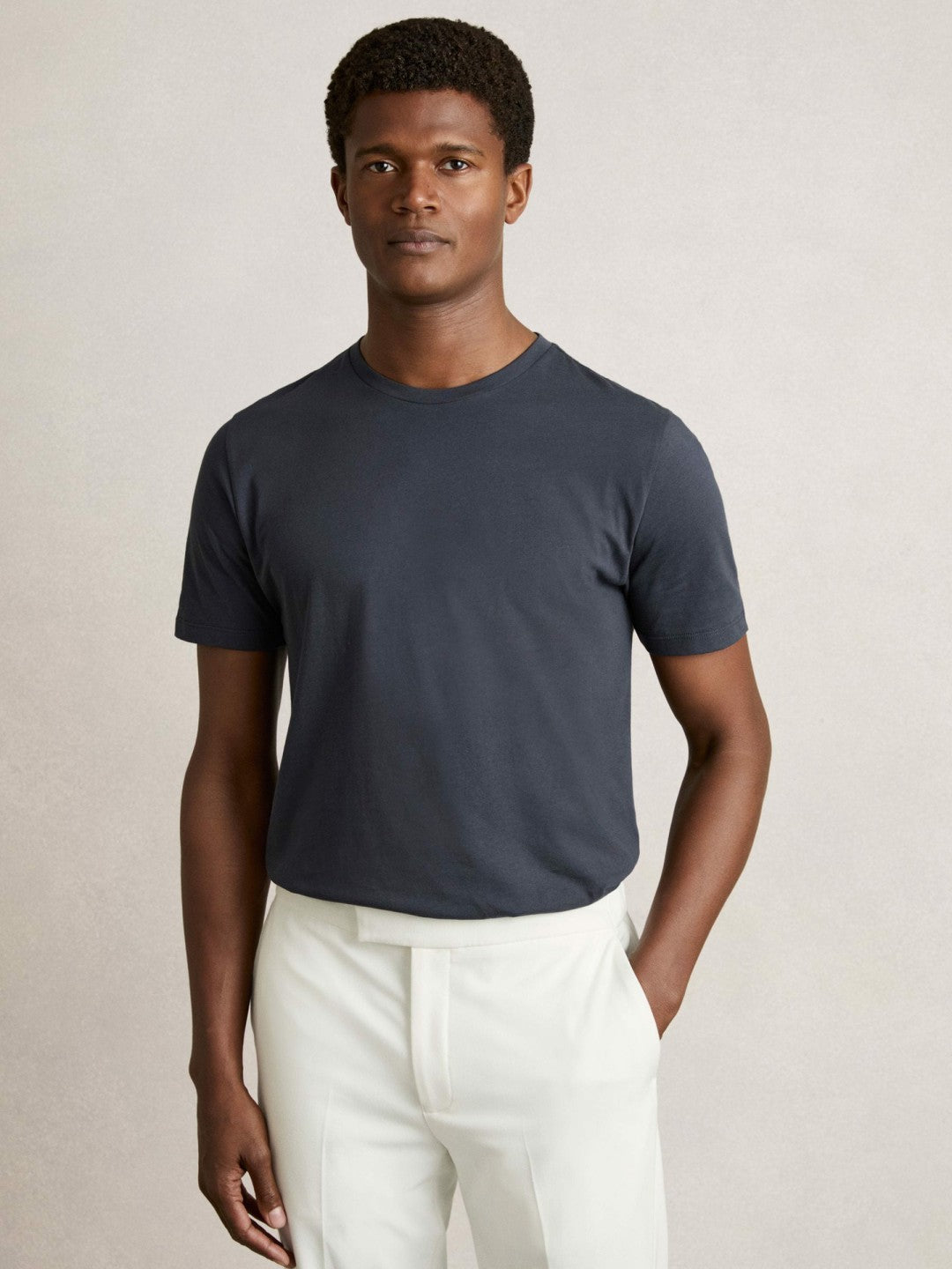 Reiss Affordable - Cotton Crew-Neck T-shirts 3 Pack in White/Navy/Airforce Blue