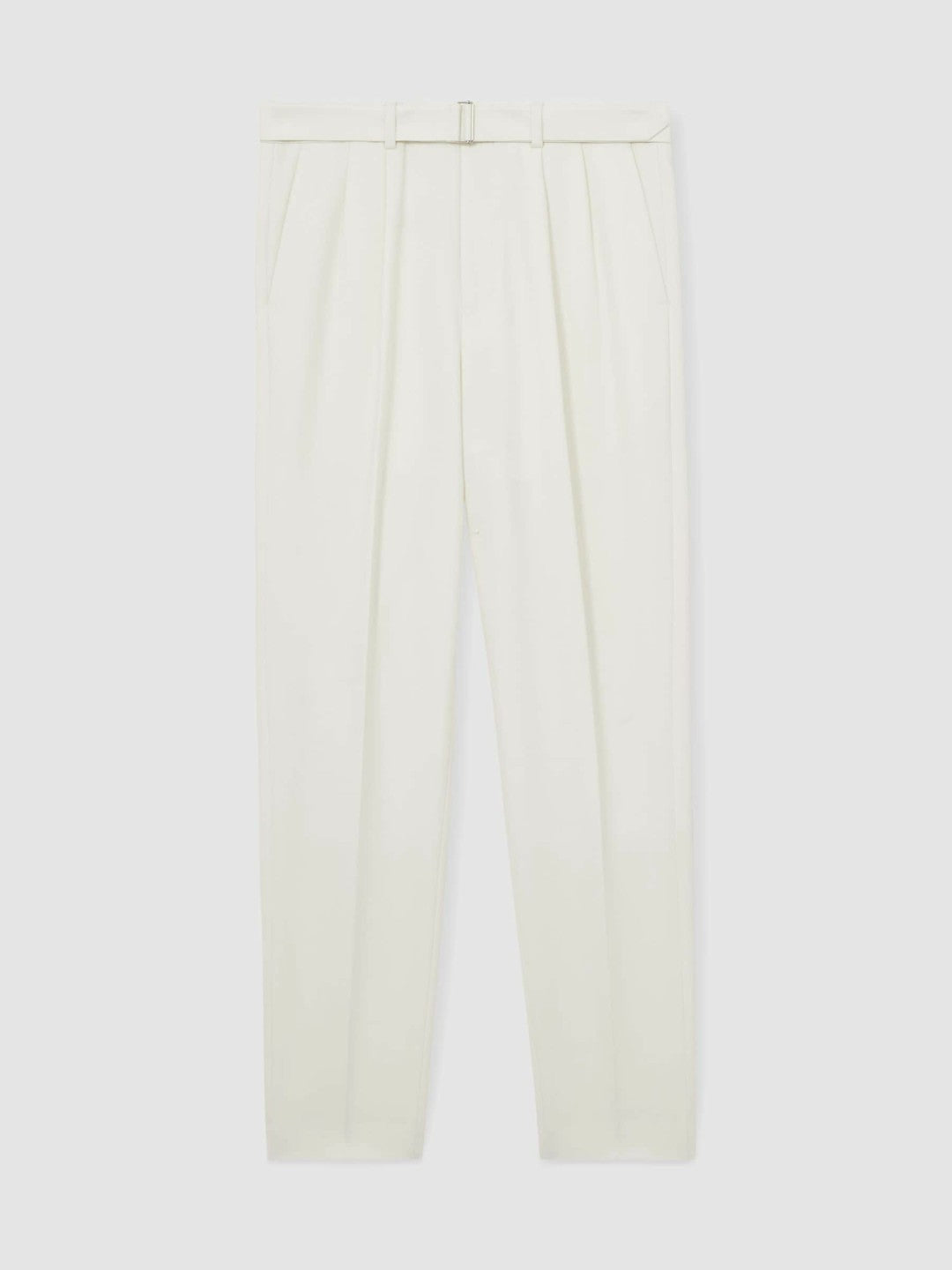 Reiss Featured - Wool-Blend Belted Pleated Trousers Regular-Fit in White