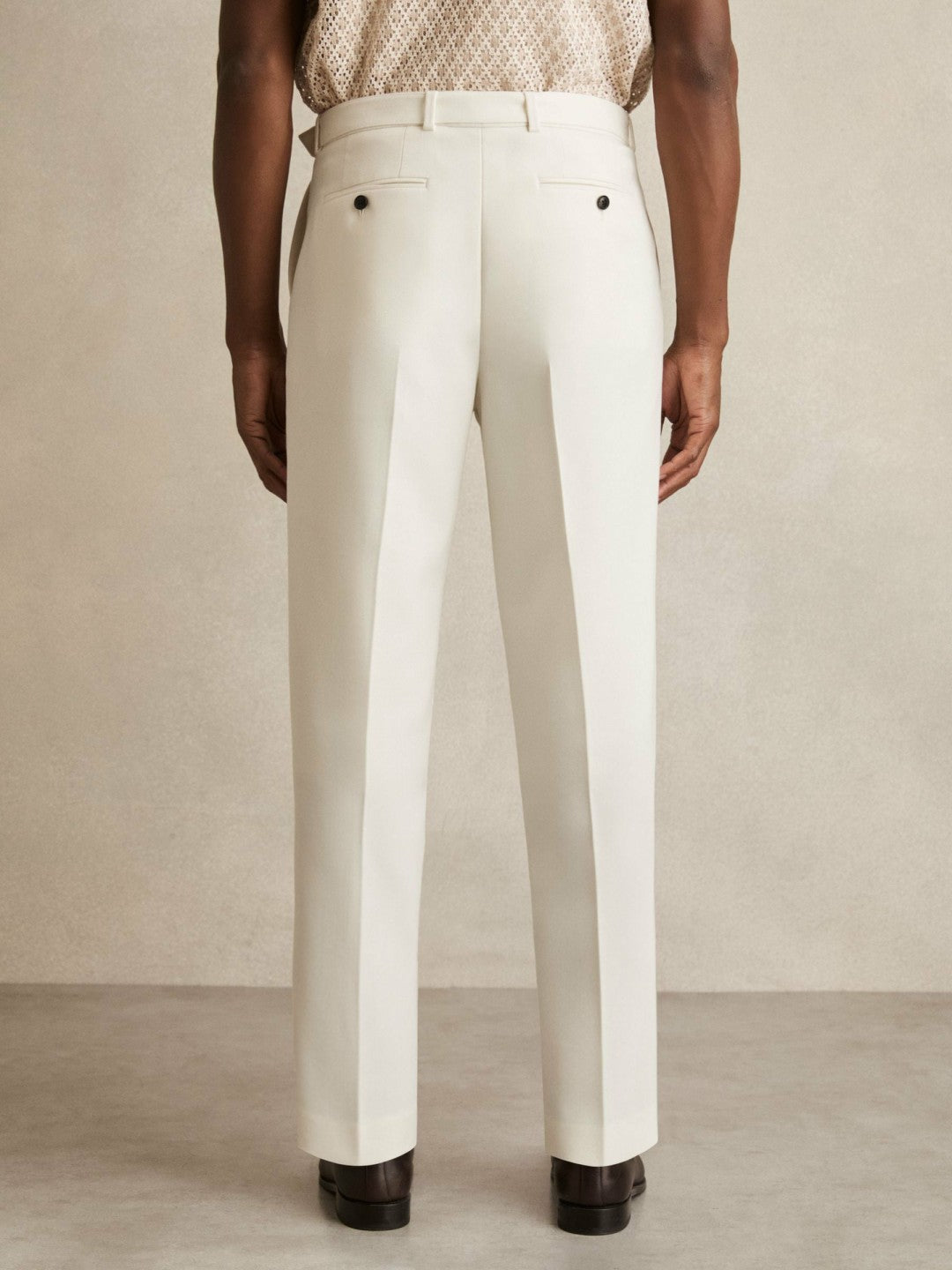 Reiss Featured - Wool-Blend Belted Pleated Trousers Regular-Fit in White