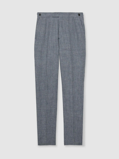Reiss Featured - Slim Fit Linen Check Suit Trousers in Soft Blue