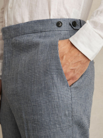 Reiss Featured - Slim Fit Linen Check Suit Trousers in Soft Blue
