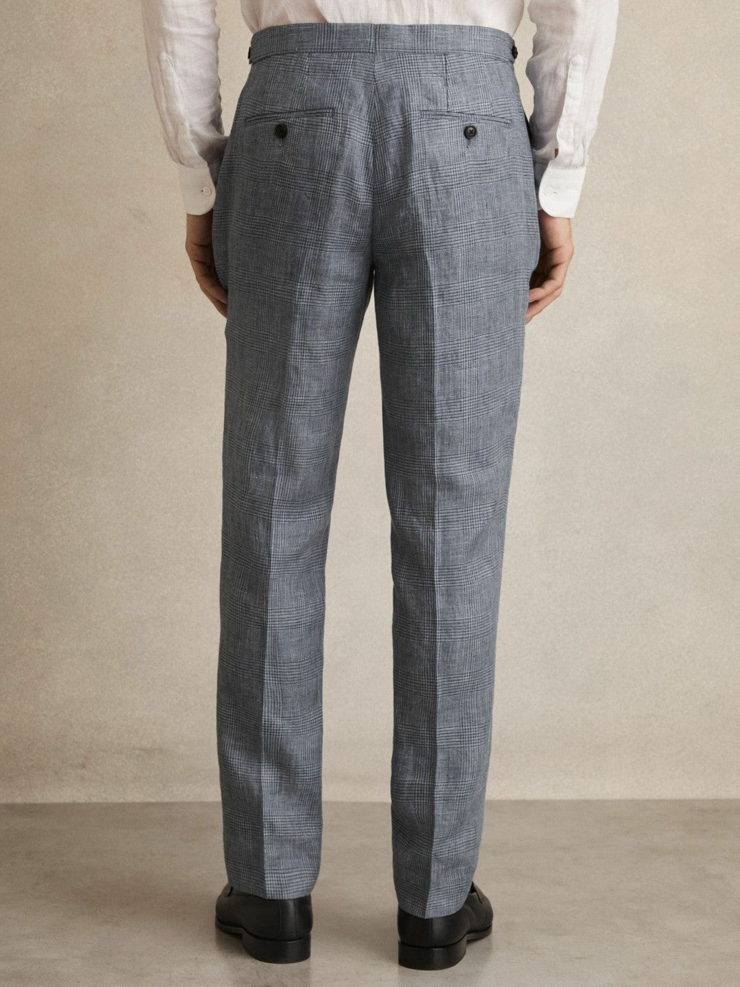 Reiss Featured - Slim Fit Linen Check Suit Trousers in Soft Blue