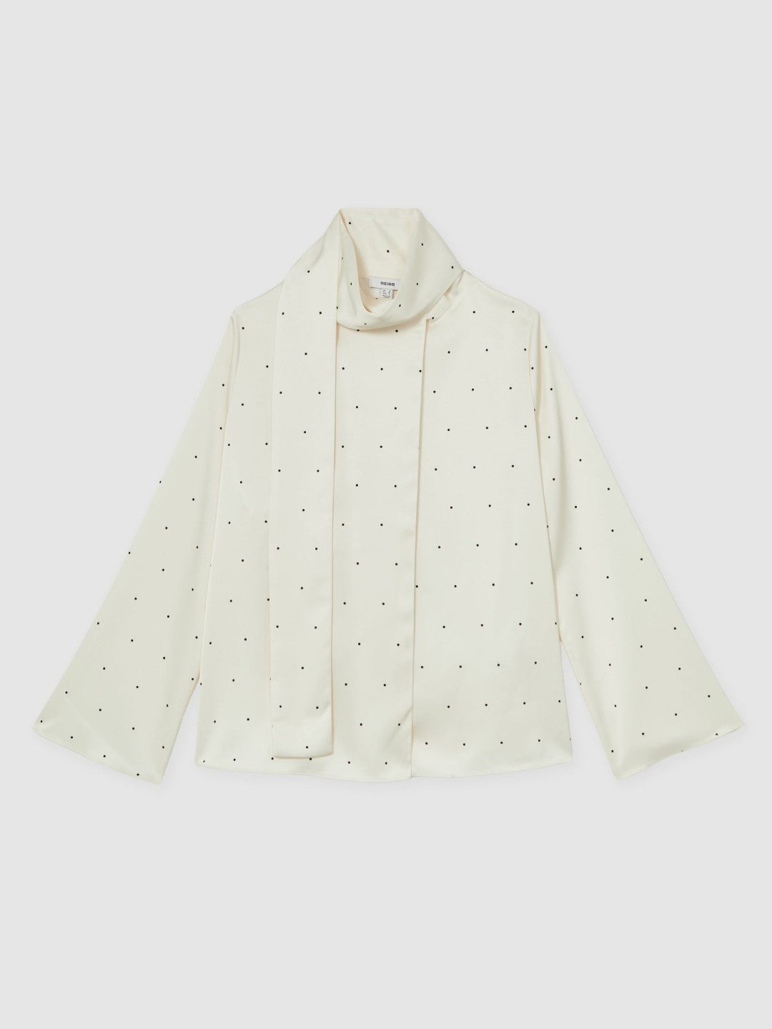 Reiss Featured - Satin Polka Dot Tie Neck Blouse in Ivory