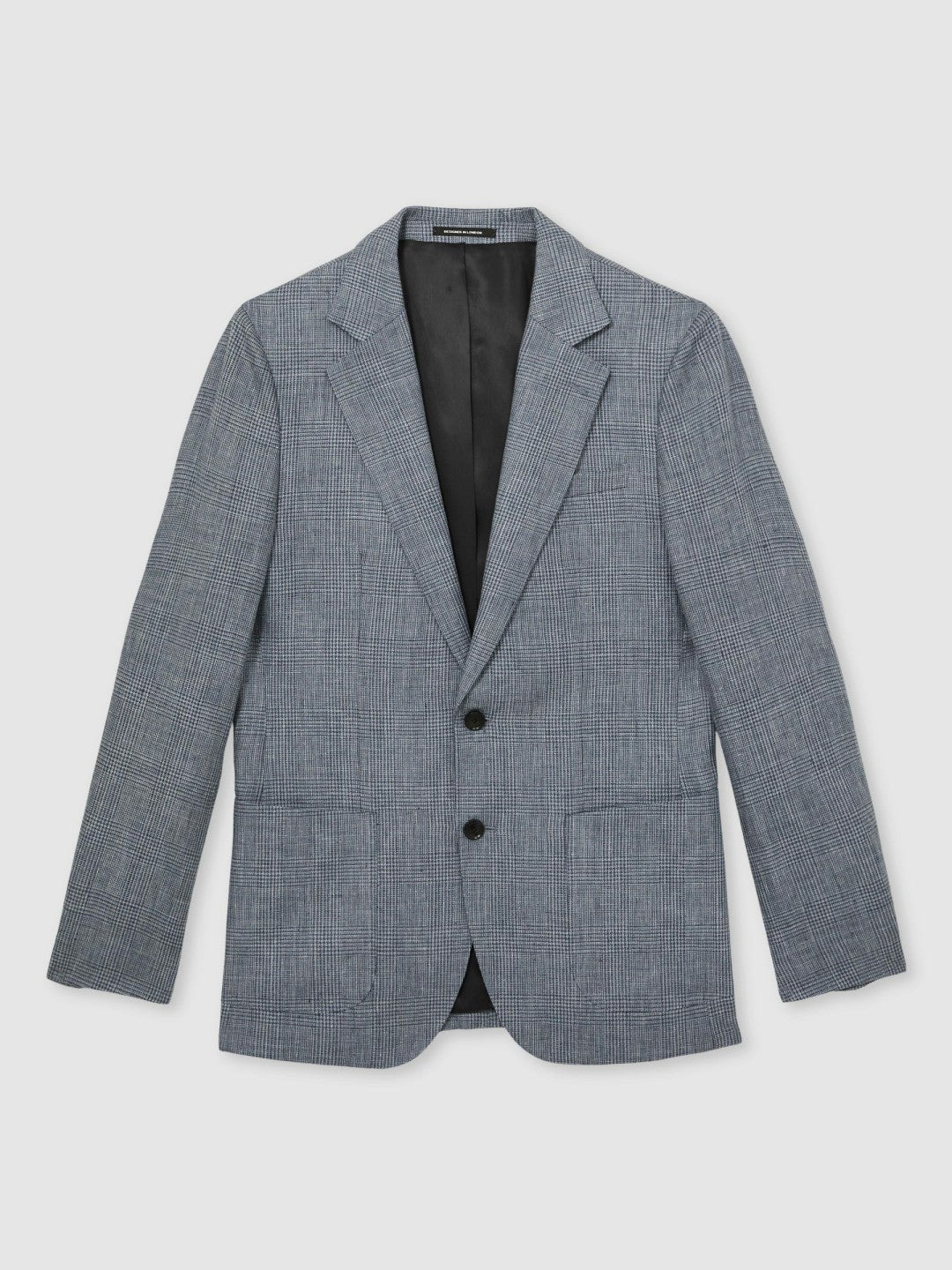 Reiss Popular Choice - Slim Fit Single Breasted Linen Check Suit Blazer in Soft Blue