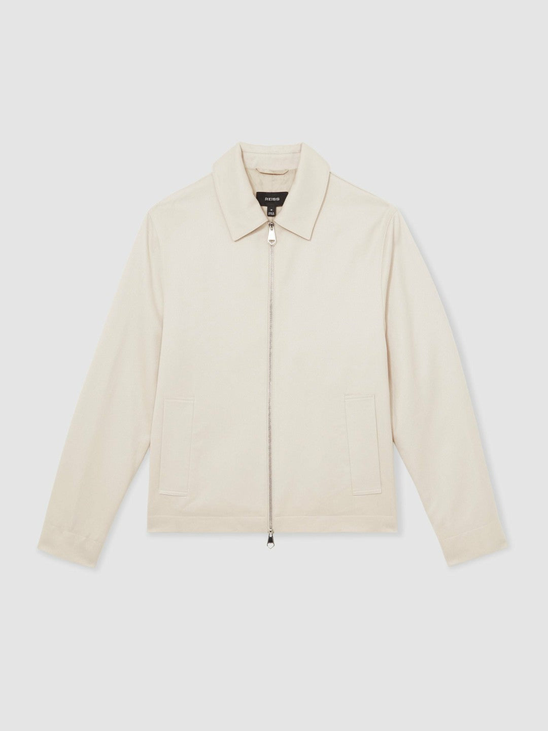 Reiss Best Seller - Lyocell-Cotton Zip-Through Twill Jacket in Ecru