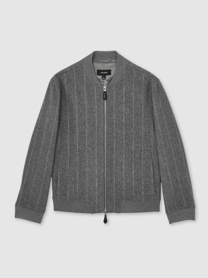Reiss Savings - Wool-Blend Chalk-Stripe Bomber Jacket in Grey