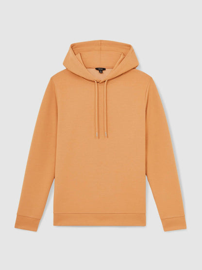 Reiss Savings - Interlock Jersey Drawstring Hoodie in Light Camel Brown
