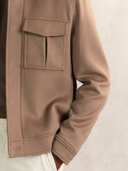 Reiss Popular Choice - Wool Blend Twin Pocket Zipped Jacket in Dark Brown
