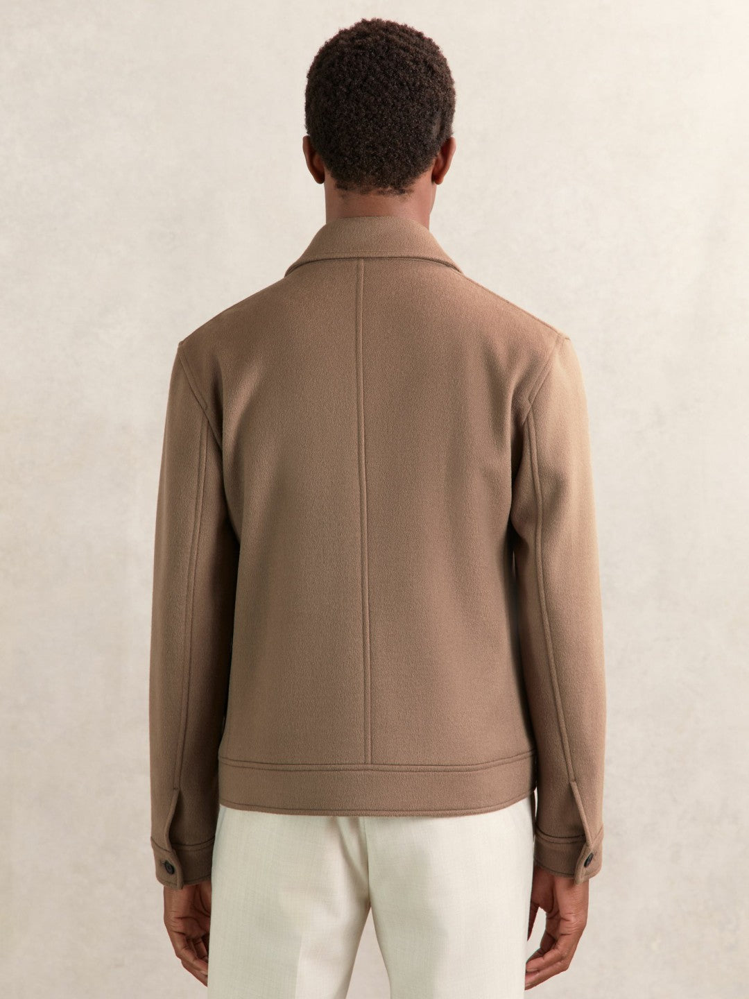 Reiss Popular Choice - Wool Blend Twin Pocket Zipped Jacket in Dark Brown