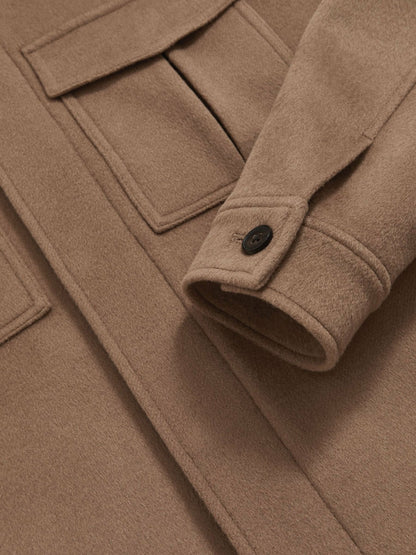 Reiss Popular Choice - Wool Blend Twin Pocket Zipped Jacket in Dark Brown