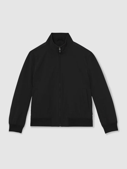 Reiss Best Seller - Funnel-Neck Technical Jacket in Black