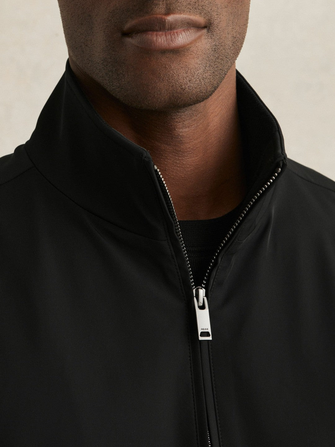 Reiss Best Seller - Funnel-Neck Technical Jacket in Black