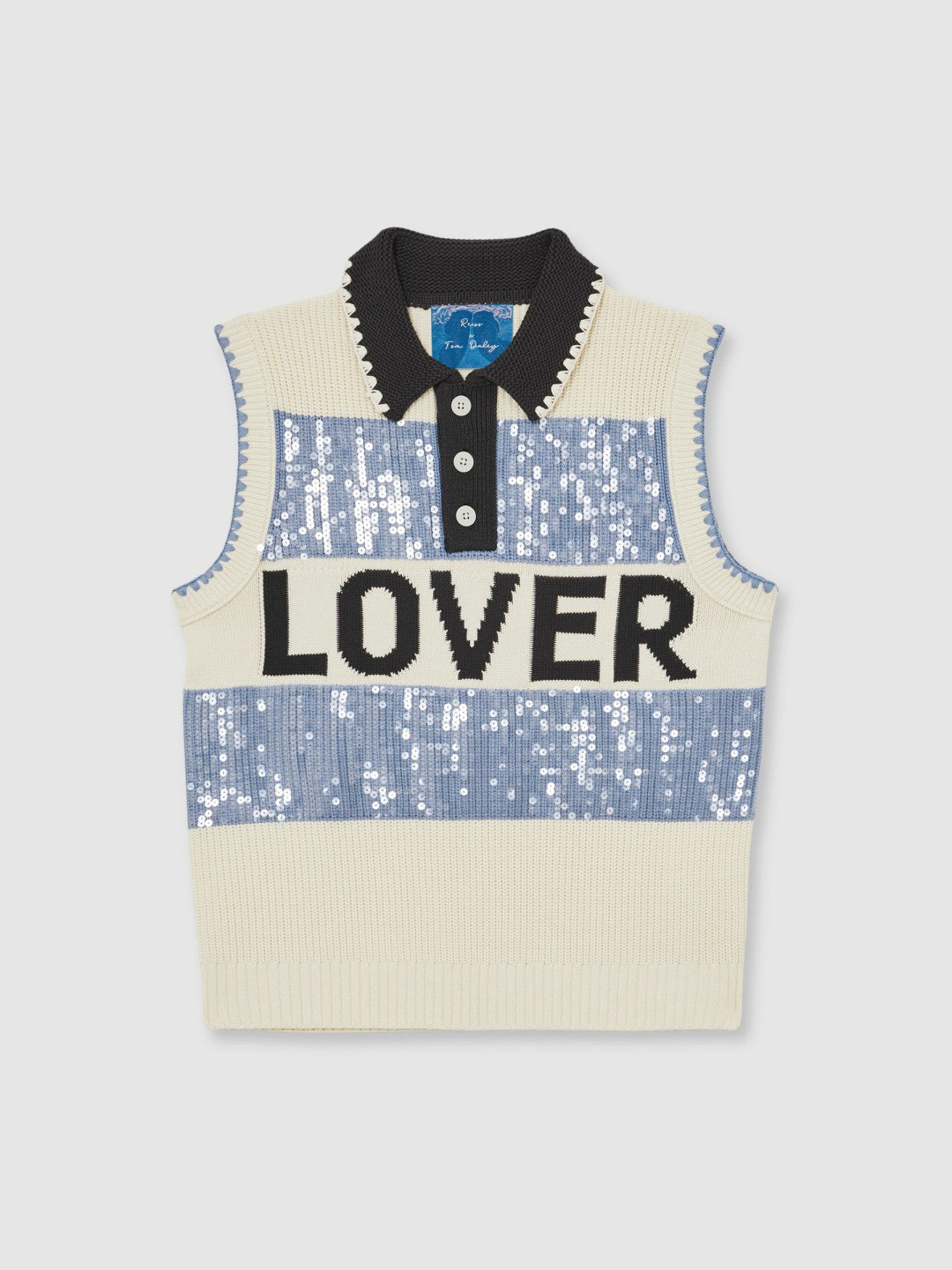 Reiss Popular Choice - | Tom Daley Stripe Polo Vest in Soft Blue