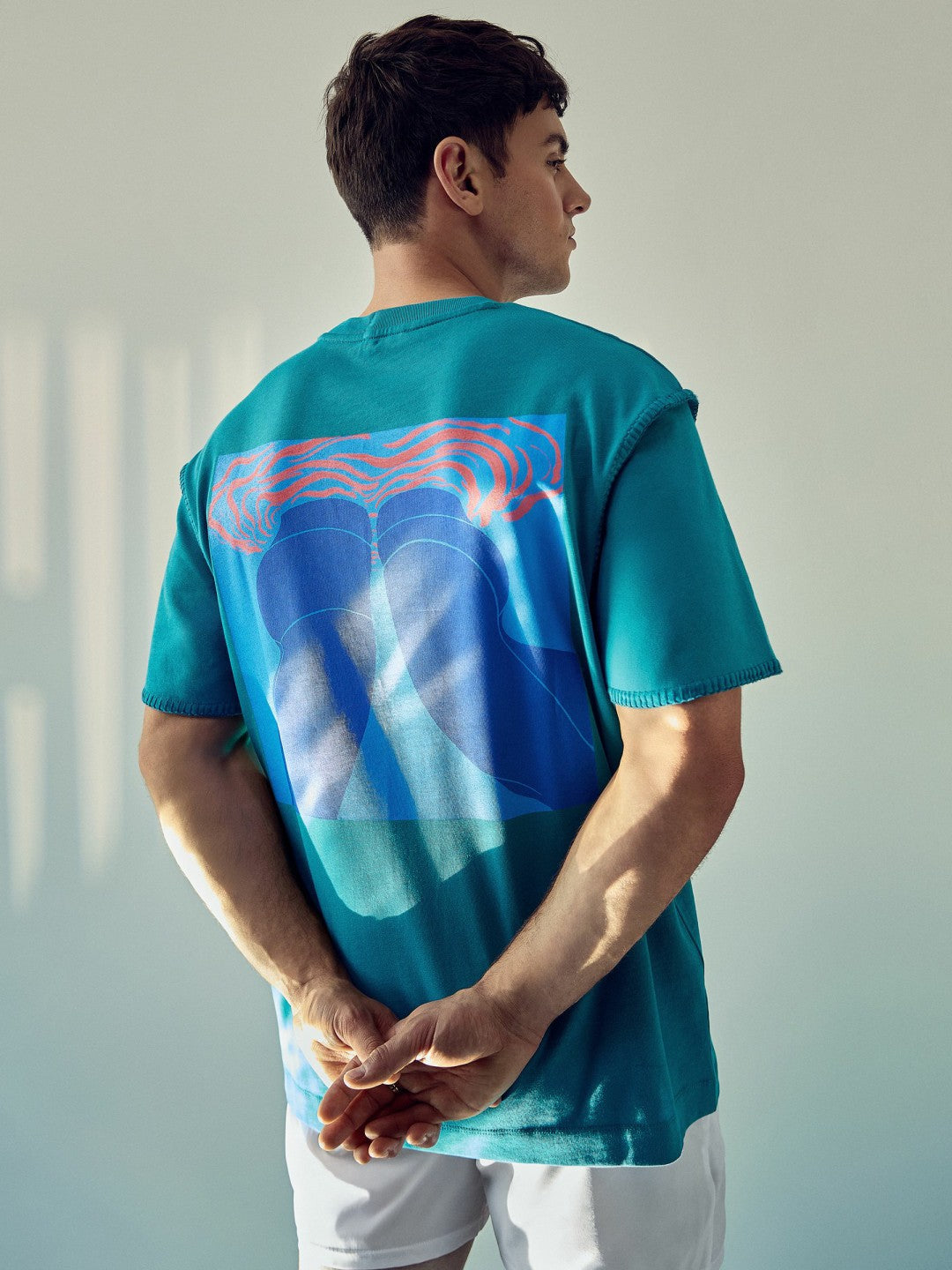 Reiss Affordable - | Tom Daley Graphic-Print T-Shirt in Teal Green