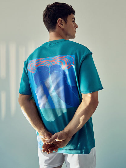 Reiss Affordable - | Tom Daley Graphic-Print T-Shirt in Teal Green