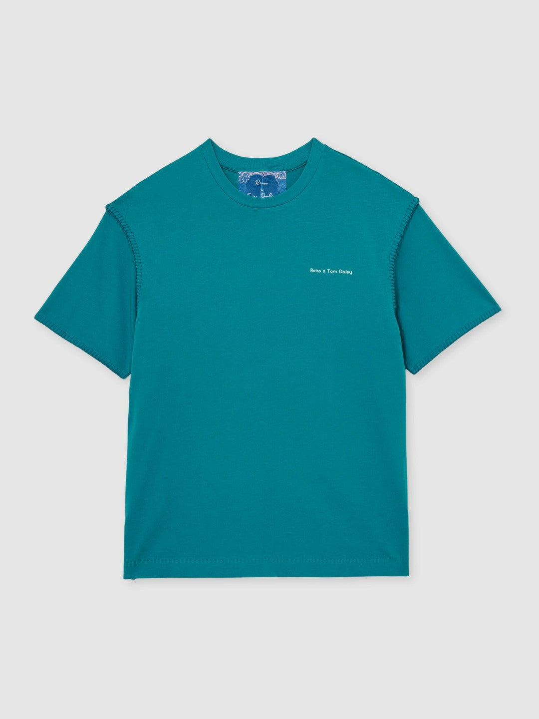 Reiss Affordable - | Tom Daley Graphic-Print T-Shirt in Teal Green